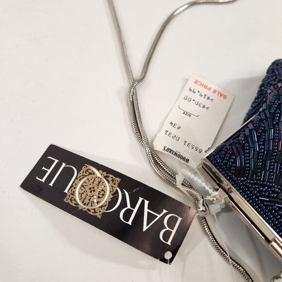 Vintage Baroque Blue Beaded Clutch Purse Woodward's 1980s NWT - Picture 4 of 9